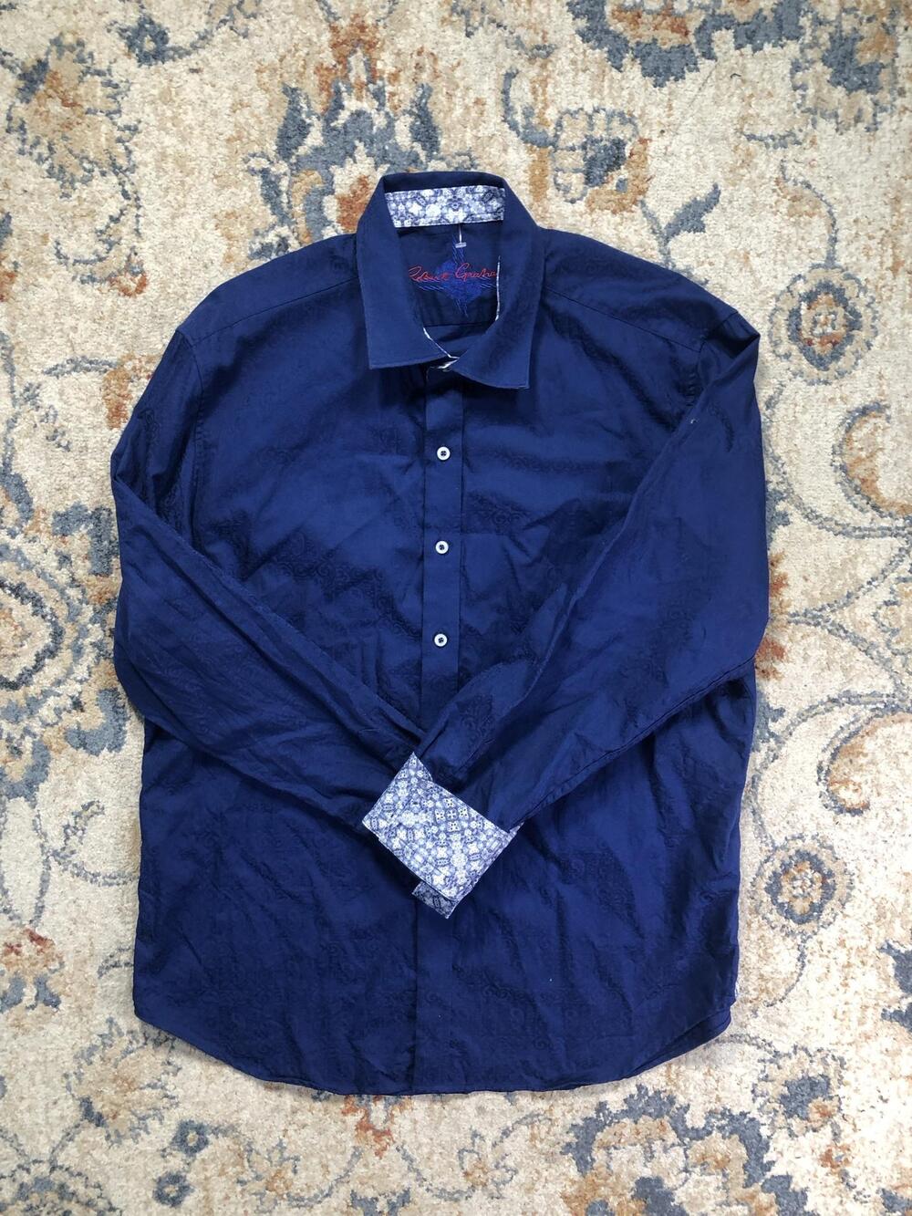 Robert Graham Shirt Mens XL Blue Paisley Long Sleeve Button Up Classic Fit